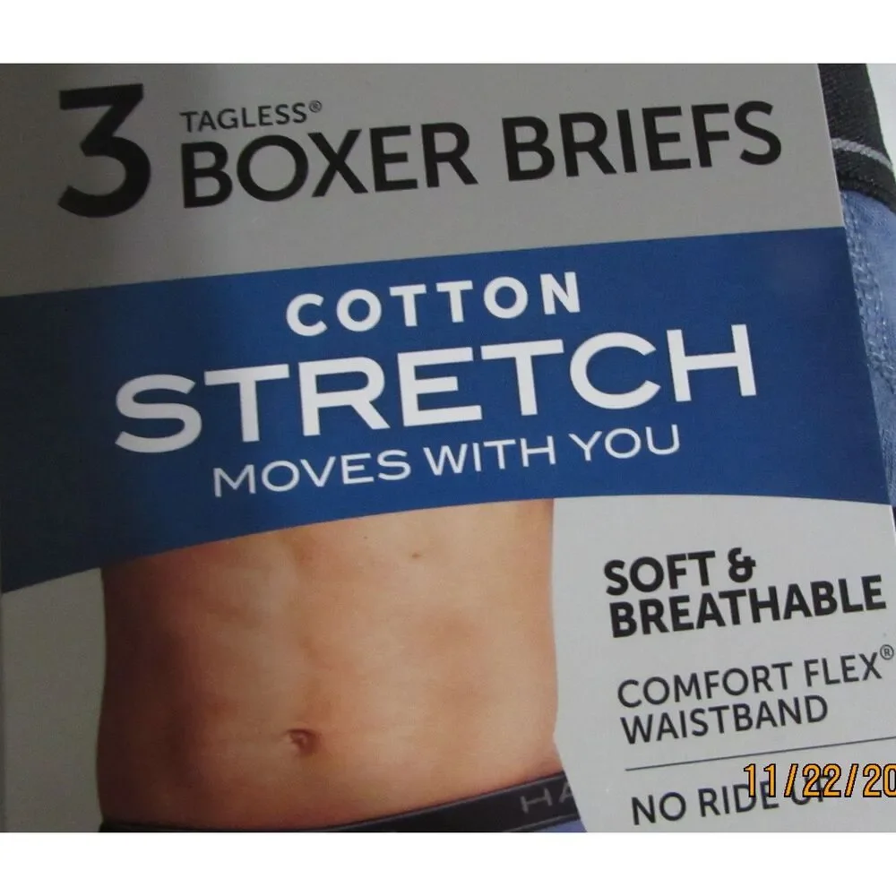 Hanes Size XL men's boxer briefs pack of 3 comfort flex waistband 40-42 new